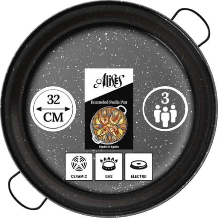 Geëmailleerde Carbon Steel Paella Pan 32 cm - Natuurlijk Non-Stick Kookpan