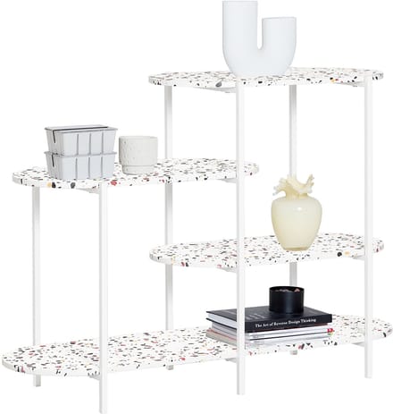 SoBuy FSB89-W Bijzettafel - Witte Compositiehout Sideboard met 4 Planken