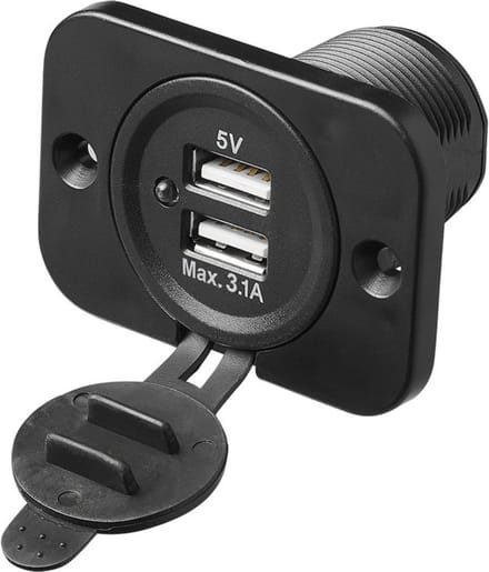 ProPlus USB inbouwdoos - tweevoudig - 3100mA - 12V/24V - Ø 29 mm