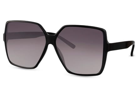 Joboly Vierkante Designer Zonnebril - Zwart Frame - Zwarte Lenskleur - Dames