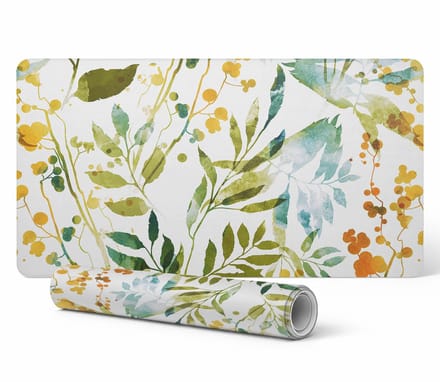 Antislip bureauonderlegger met aquarelprint van weidebladeren, 90x45 cm