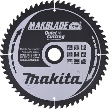 Makita B-32518 MAKBLADE B-32518 Cirkelzaagblad 255 x 30 x 2.3 mm Aantal tanden: 60 1 stuk(s)