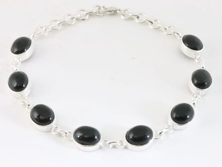 Hoogglans zilveren armband met onyx