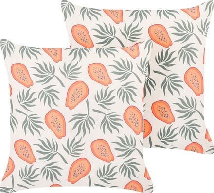 AVENS - Sierkussen set van 2 - Groen/Oranje - Polyester