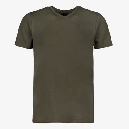 Unsigned heren T-shirt katoen V-hals groen - Maat S