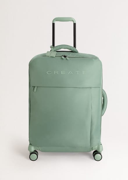 CREATE - Zachte koffer van polyester met TSA-slot en multidirectionele wielen - Sage - Check-in M - LUGGAGE STUDIO SOFT