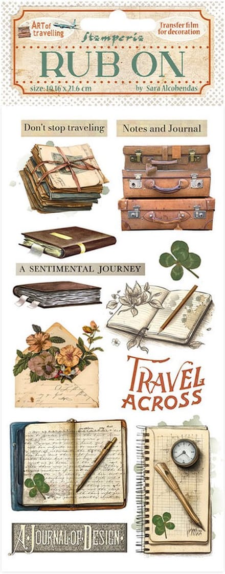 Stamperia - Art of Travelling Rub-On 4x8,5 Inch Notebooks (DFLRB130)