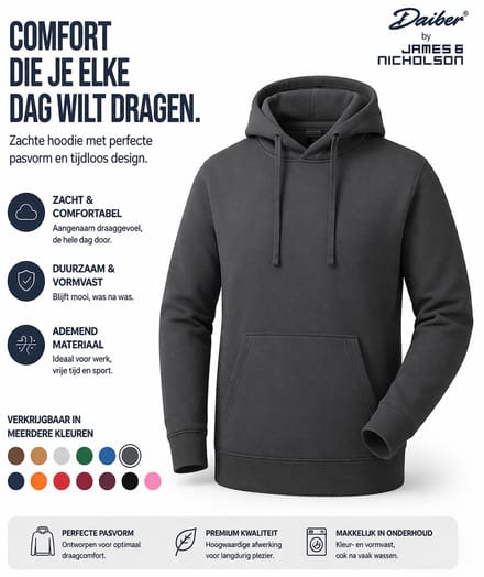 James And Nicholson Heren Basis Hoodie (Grafiet)