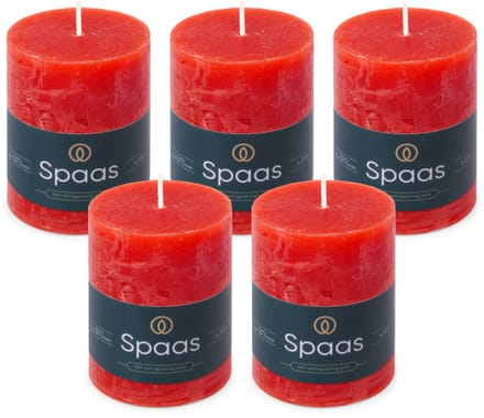 Spaas Rustieke Stompkaarsen - Rood - 70/95mm - circa 35 uur - 5 kaarsen