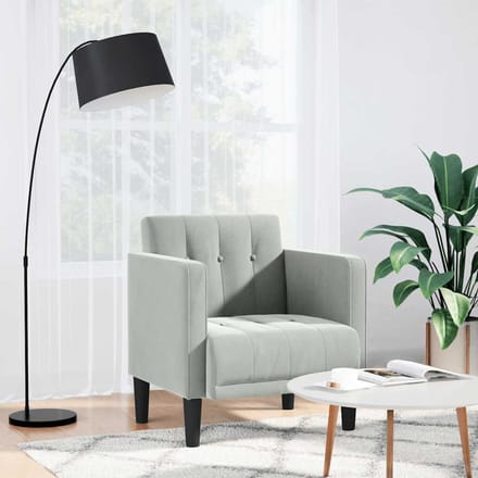 vidaXL - Fauteuil - met - armleuningen - Lichtgrijs - 53 - cm - Fluweel