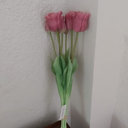 Bos tulpen open 47cm paars 7 stuks - Kunstbloem - Kunstboeket