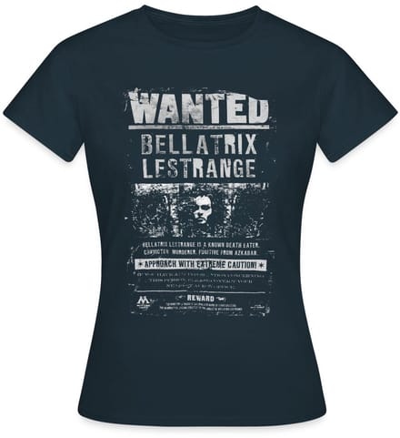 Harry Potter Bellatrix Lestrange Wanted Poster T-Shirt Dames
