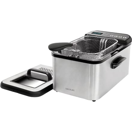 Cecotec Ölfritteuse Cleanfry Luxury 3000 mit 3,2 Litern. 2400 W, Edelstahl, 5 voreingestellte Programme, OilClean-Filter.