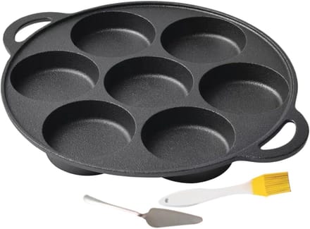 Pannenkoekenpan - Crepe Maker - Snel Ontbijten - 7-Holes Ontwerp - 30.5cm Diameter - Zwart