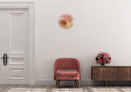 Schilderij - abstract - roze - Collectie organic shape - Pure Metal - 30 cm rond