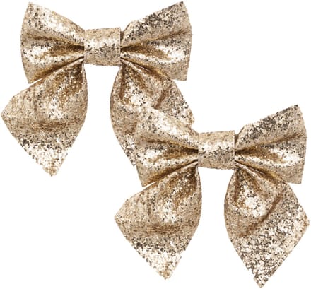 Feeric decoratiestrikken - 2x - goud - 16 cm - bruiloft - feestdecoratie - feestartikelen - feeststrik/strikken