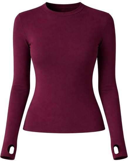 Touché Privé - Longsleeve bodysuit met duimgaten - Pruim - Dames