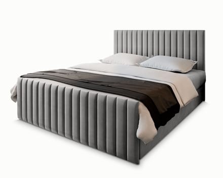 Boxspring ARION 180x200 cm met matras en topper, bedkasten - Lichtgrijs