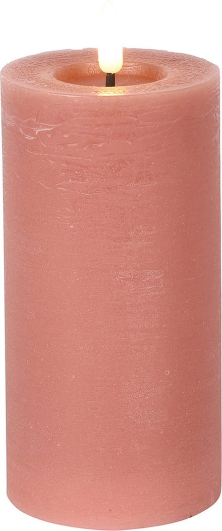 Countryfield Lyon LED kaars/stompkaars - roze - D7,5 x H15 cm - timer