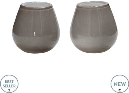 Waxinelichthouder Tasman Elite - XSmall - Grijs - Set van 2 - Ø12,5 x H11,5 cm