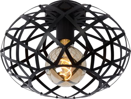 Lucide WOLFRAM - Plafonnière (Plafondlamp) - Ø 30 cm - 1xE27 - Zwart