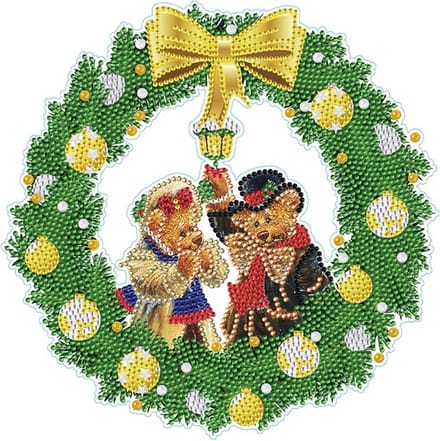 Diamond Painting Kerst sticker groot Kerstkrans 01 (22cm)