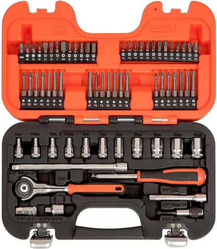 Gereedschapset: 65-delige Zwenkbare Dopbits Set 1/4" Aandrijving Metrisch