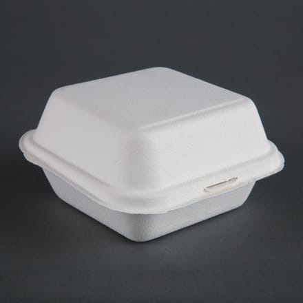 Fiesta Compostable bagasse hamburgerbakjes 153mm (500 stuks)