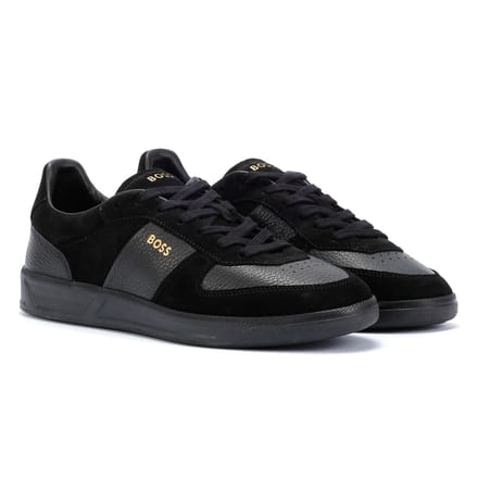 Boss Brandon zwart suède/leren herentrainers