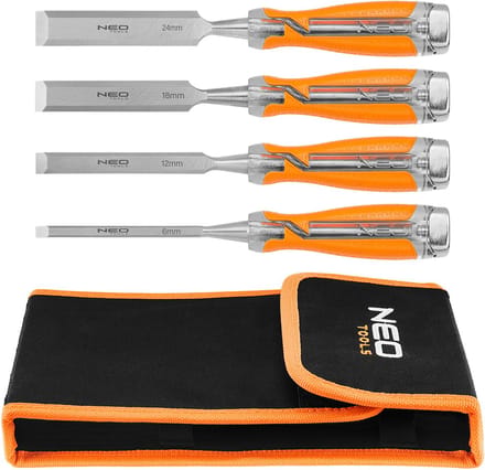 NEO 37-900 Serie - Houtbeitel Set - 6mm;12mm;18mm;24mm - Tweecomponent Greep