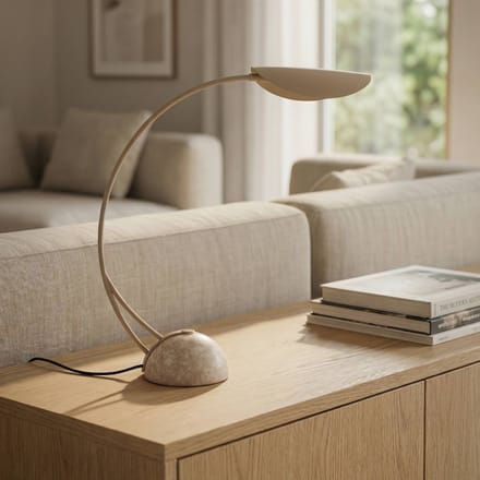 Lucande - bureaulamp - 1licht - IJzer, marmer - H: 50.5 cm - G9 - beige, natuursteen