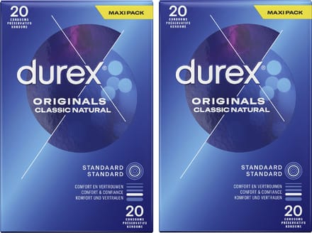 Durex Condooms Classic Natural 20st x2 - Cadeau voor man en vrouw