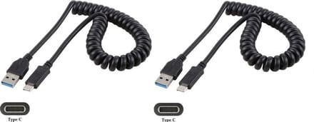 2 stuks OneOne 0,4m USB C spiraal kabel. Sterke laadkabel voor de auto. Oplaadkabel snoer past op Sony DualSense Controller, Playstation 5 Controller, PULSE 3D Wireless Headset