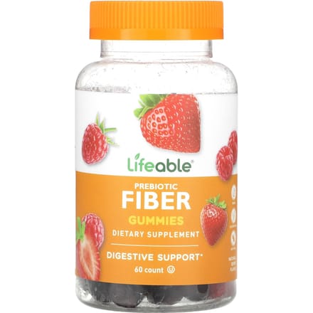 Lifeable, Gommes de fibres prébiotiques, baies naturelles, 60 gommes