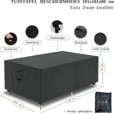 Tafelhoes Verdelux 181x101x80 cm Zwart