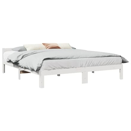 vidaXL - Bedframe - zonder - matras - massief - grenenhout - wit - 160x200 - cm