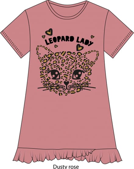 Fun2Wear - Lady Leopard Bigshirt | Dusty Rose - Katoen - Maat 92