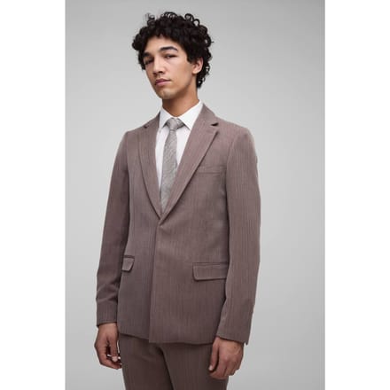 Slim Fit Herringbone Suit Blazer | Brown | Size Medium