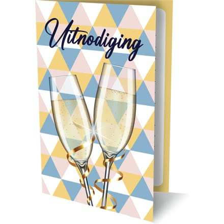 Uitnodigingskaarten - champagneglazen - 6st.