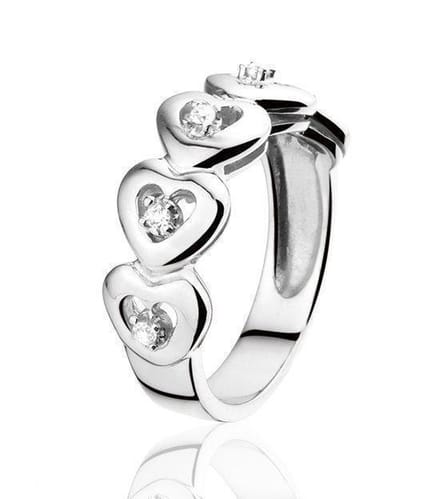 Montebello Ring Adele - 925 Zilver Gerhodineerd - Hart - Maat 54-17.2mm