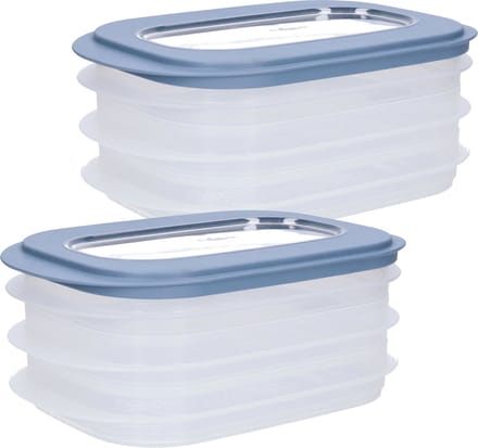 Sunware Vleeswarendoos - 6x - voedsel bewaarbakjes - transparant/blauwgrijs - bakjes