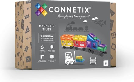 CONNETIX - Magnetisch Tegels - Regenboog Transportverpakking - 50 Stuks - Magnetisch Speelgoed