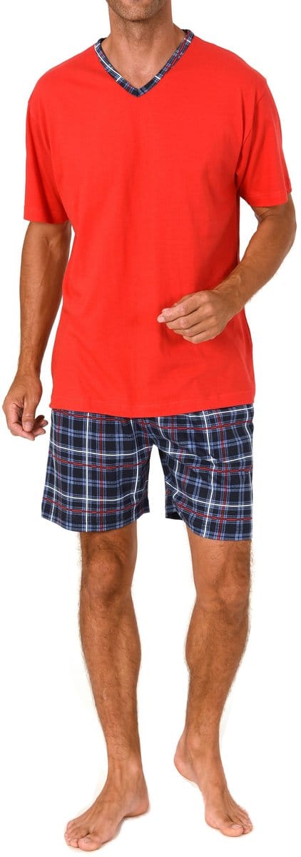 Normann herenpyjamashort met korte mouwen in geruite look - ook in grote maten