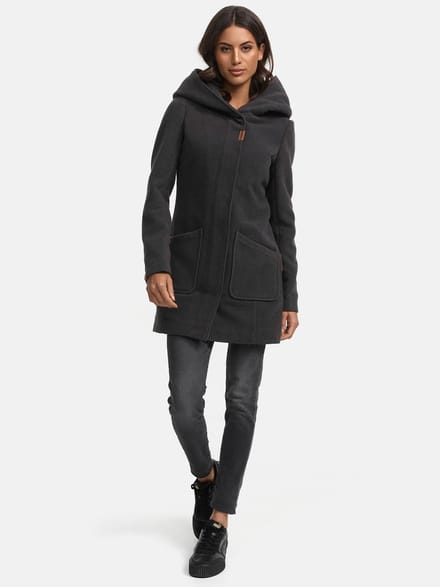 Marikoo dames wintermantel met capuchon en getailleerd model