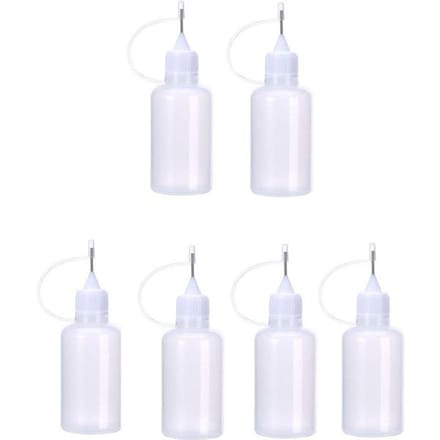 6 Stuks 30ml Lijmfles met Naaldpunt DIY Papierkunst Quilling Tool Fles Naaldfles Applicator white