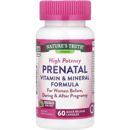 Nature's Truth, Formule Prénatale de Vitamines et Minéraux, 60 Capsules à Haute Puissance et à Libération Rapide