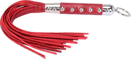 Fixxx - Zweep - Flogger - PU Leer - Slangenleer Print - Rood