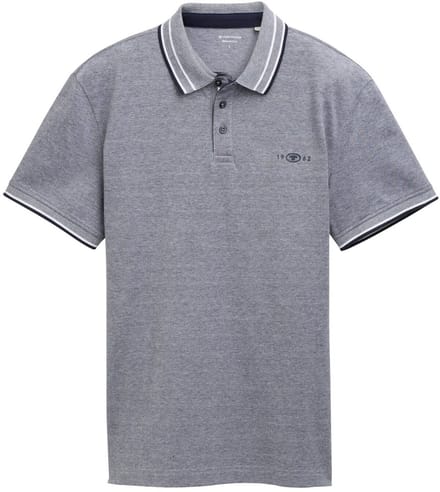 Tom Tailor - Piqué polo met stretch - Maat S - navy white two tone pique