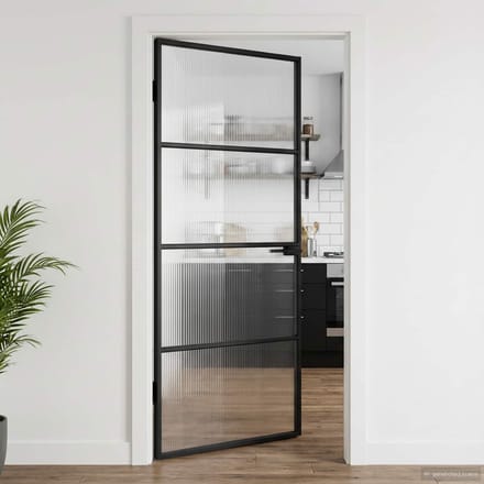 vidaXL - Huisdeur - 93 - x - 201,5 - x - 3,5 - cm - Aluminium - en - Gehard - Glas