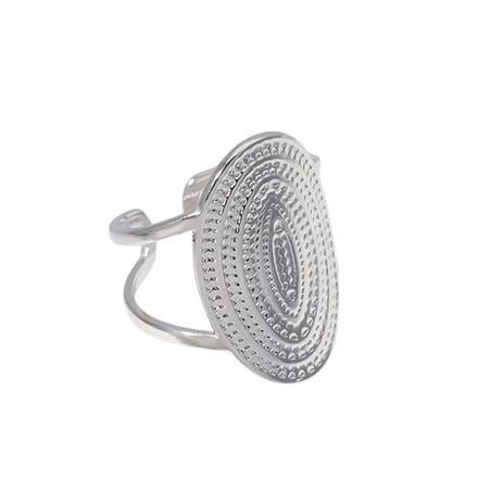 Rvs sieraden -verstelbare open ring - Bewerkte ovale 24mm -zilverkleur